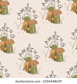 Seamless pattern of camping .Vector illustration.