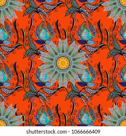 Seamless pattern can be used for wallpaper, web page background, surface textures. Seamless pattern with flowers. Vector ornate zentangle texture, endless pattern with abstract flowers.