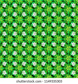 Seamless pattern can be used for wallpaper, pattern fills, printing, surface textures, fabric or textile. Vector floral black, white and green texture pattern.