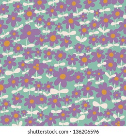 O padrão contínuo pode ser usado para papéis de parede, preenchimentos de padrão, fundos de páginas da Web, texturas de superfície. Fundo floral simples e sem emenda