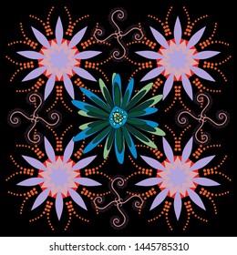Seamless pattern can be used for wallpaper, pattern fills, printing, surface textures, fabric or textile. Vector floral red, neutral and black texture pattern.