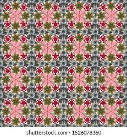 Seamless pattern can be used for web page background, surface textures and fabrics. Hand-drawn wildflowers. Seamless floral wallpaper in gray, green and red colors.