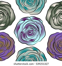 Seamless pattern can be used as greeting card, invitation card for wedding, birthday and other holidays and summer background. Rose flowers, abstract, watercolor, purple, violet and neutral on a white