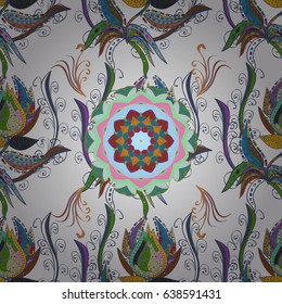 Seamless pattern can be used for wallpaper, web page background, surface textures. Seamless pattern with flowers. Vector ornate zentangle texture, endless pattern with abstract flowers.