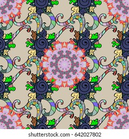 Seamless pattern can be used for wallpaper, web page background, surface textures. Seamless pattern with flowers. Vector ornate zentangle texture, endless pattern with abstract flowers.