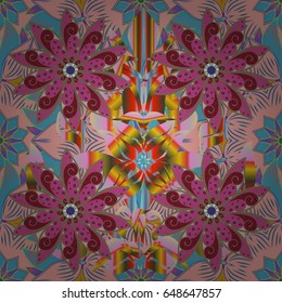 Seamless pattern can be used for wallpaper, web page background, surface textures. Vector ornaments. Seamless pattern with flowers. Ornate zentangle texture, endless pattern with abstract flowers.
