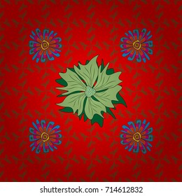 Seamless pattern can be used for wallpaper, pattern fills, printing, surface textures, fabric or textile. Vector floral red, green and neutral texture pattern.