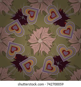 Seamless pattern can be used for wallpaper, pattern fills, printing, surface textures, fabric or textile. Vector floral neutral, brown and beige texture pattern.