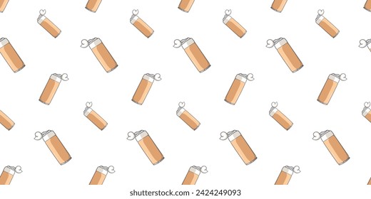 Patrón sin fisuras con lata de producto cosmético con espuma doodle vector