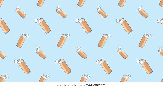 Seamless pattern with can of cosmetic product with foam doodle vector
