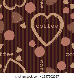 Seamless pattern with candies at brown  background.