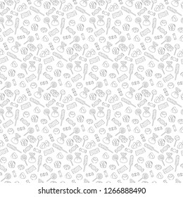 seamless pattern of candies, chocolate and lollipop