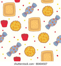 Seamless pattern with candies and cookies