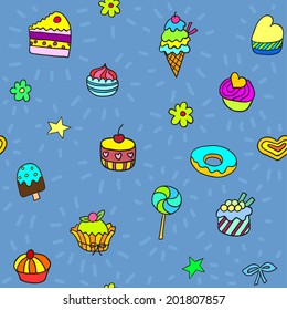 Seamless pattern with candies and sweets