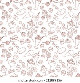 Seamless pattern with candies and sweets 