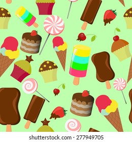 Seamless pattern with candies and sweets