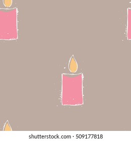 Seamless pattern candle. Background cardboard. Hand draw