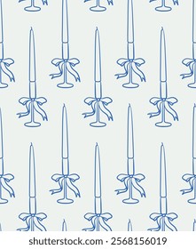 Seamless pattern of candle Illustration. Line art, ink, minimalist style. Vector illustration. Party collection.