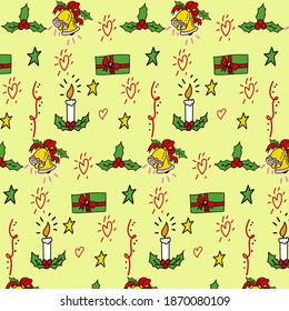 seamless pattern candle light and ring bell