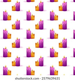 Seamless pattern candles is drawn in a minimalist style. For greeting cards,web and app icons,logo, businesses or brands, social media posts,packaging designs.