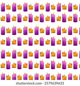 Seamless pattern candles is drawn in a minimalist style. For greeting cards,web and app icons,logo, businesses or brands, social media posts,packaging designs.