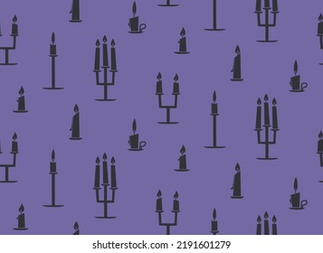 Seamless pattern with candles. Halloween texture in flat style.