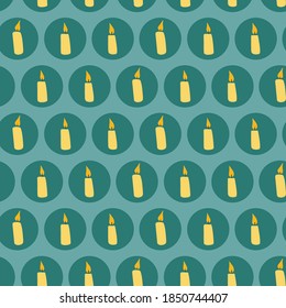 Seamless pattern with candles on blue background. Modern design for fabric and paper, surface textures.