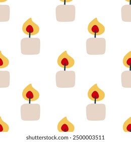 Seamless pattern. Candles. Vector design. Hand drawn illustration. best for textile, apparel design.