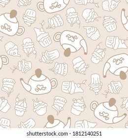 Seamless Pattern with candy for bakeries.tea party pattern.tea party pattern. Seamless Pattern for Mini-bakery, pastry shop, cafe poster , textile, scrapbook, packing, wrapping paper, poster, tile.