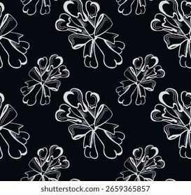 Seamless pattern with candy bones wrapped with ribbon. Halloween texture for prints, fabrics, backgrounds, websites and social media. Hand drawn vector illustration.