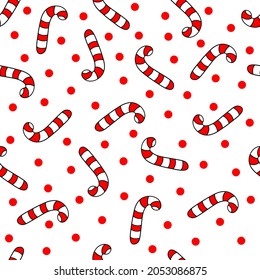 Seamless pattern with Candy Cane. Vector illustration. Christmas background.	