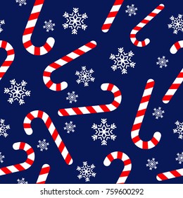 Seamless pattern with candy canes, Christmas vector