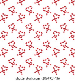 Seamless pattern with candy canes on white. For prints on T-shirts, textiles, paper products, the Web.