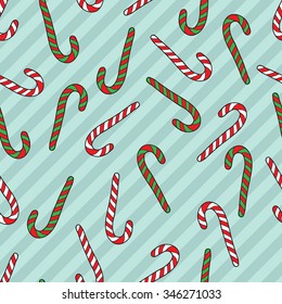 Seamless pattern with candy canes. Vector illustration