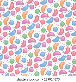 Seamless pattern with candy and confetti