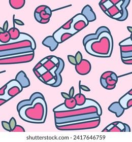 Seamless pattern candy, cookies, lollipop, cupcake