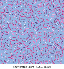 Seamless pattern with candy donut glaze on color background. 3d realistic food pattern, cake, sugar sweet texture. Template modern design for poster, card, fabric, textile. Vector illustration.