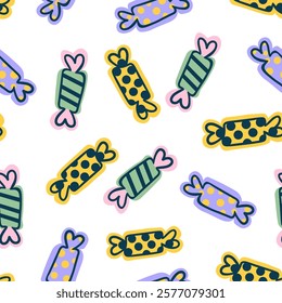 seamless pattern with candy. Elements for decoration design postcards poster print invitation background textile wrapping wallpaper packaging backdrop textile