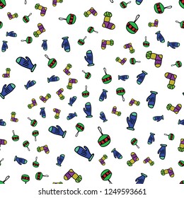 Seamless pattern of candy, gifts, apples handmade