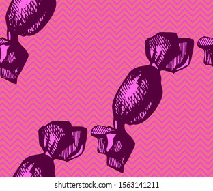Seamless pattern with candy. Hand drawing decorative background. Vector pattern. Print for textile, cloth, wallpaper, scrapbooking
