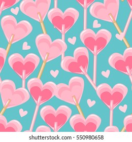  seamless pattern with candy hearts. Vector illustration 