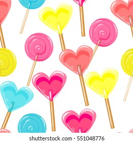 seamless pattern with candy hearts. Vector illustration
