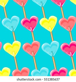 seamless pattern with candy hearts. Vector illustration