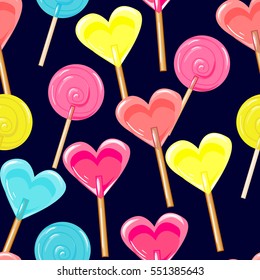 seamless pattern with candy hearts. Vector illustration