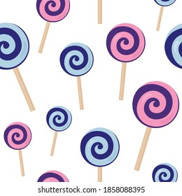 Seamless pattern candy lollipop caramel vector illustration