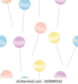 Seamless pattern candy lollipop caramel vector illustration
