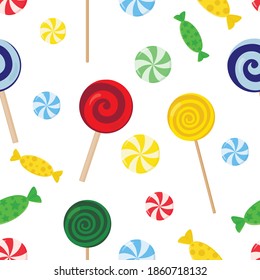 Nahtlose Muster-Süßigkeiten, Lollipop-Karamelll, Vektorgrafik