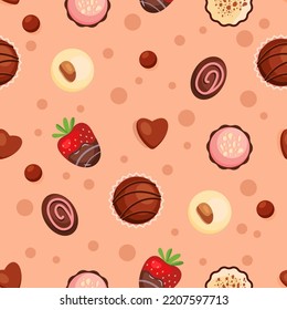 Seamless pattern with candy sweets, dessert.