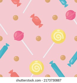 Patrón sin foco con Candy. Ilustración vectorial. Para tarjetas de felicitación, carteles, banners, la tarjeta, imprimir en el envase, imprimir en ropa, tela, papel tapiz.