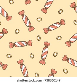 Seamless pattern with candy, vector illustration.